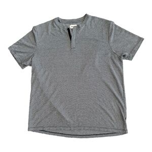 Open Edit Mens Crew Quarter Zip Pullover Shirt Black White Short Sleeve XL